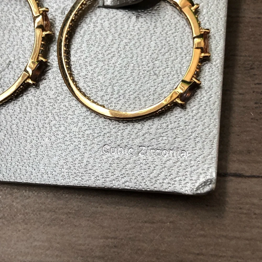 New Nordstrom inside out cubic zirconia hoop earrings - Picture 7 of 8